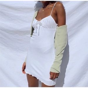 Princess Polly Size 8 White Ribbed Mini Dress